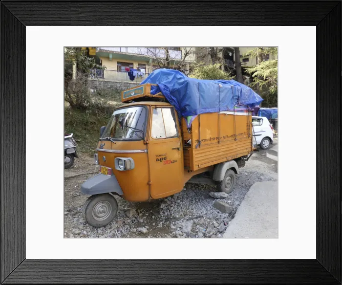 Framed Print : Piaggio Tuktuk with load in India 2017. Creator: Unknown Framed Print : Piaggio Tuktuk with load in India 2017. Creator: Unknown
