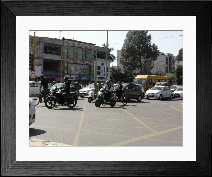 Framed Print : Traffic at box junction in Amritsar Punjab, India. Creator: Unknown Framed Print : Traffic at box junction in Amritsar Punjab, India. Creator: Unknown