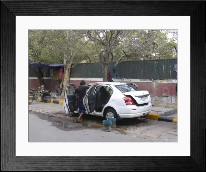 Framed Print : Car washing in Delhi. Creator: Unknown Framed Print : Car washing in Delhi. Creator: Unknown