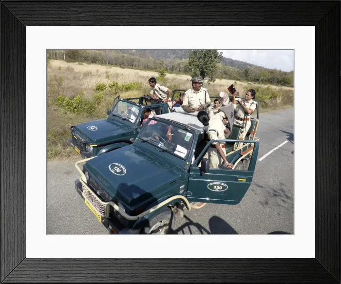 Framed Print : Guides in truck, Jim Corbett Tiger Reserve, Uttarakhand. Creator: Unknown Framed Print : Guides in truck, Jim Corbett Tiger Reserve, Uttarakhand. Creator: Unknown