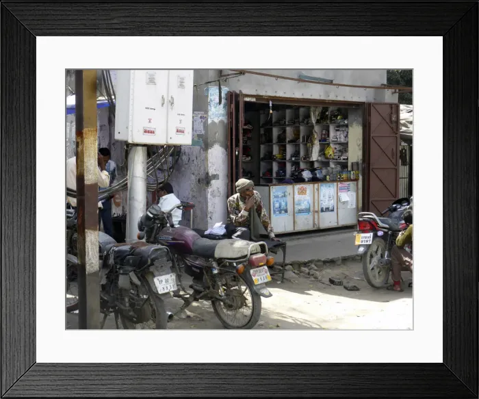 Framed Print : Motorcycle repair shop, Uttarakhand, India. Creator: Unknown Framed Print : Motorcycle repair shop, Uttarakhand, India. Creator: Unknown
