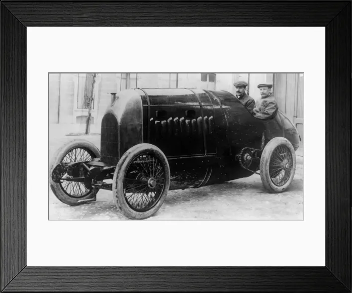 Framed Print : 1912 Fiat S76, Nazzaro at the wheel with Fagano. Creator: Unknown Framed Print : 1912 Fiat S76, Nazzaro at the wheel with Fagano. Creator: Unknown