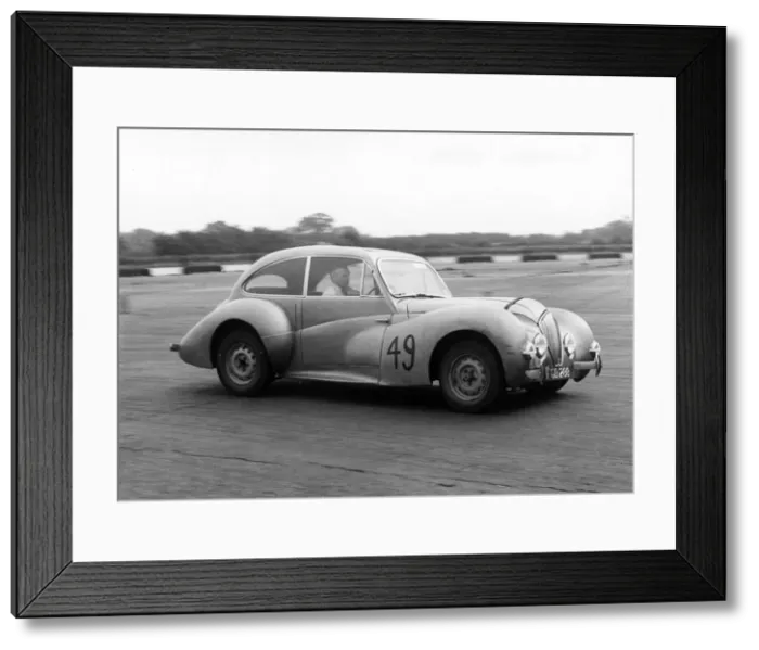 Framed Print : 1947 Healey Elliott 2. 4, E. B Wadworth at Silverstone 1956. Creator: Unknown Framed Print : 1947 Healey Elliott 2. 4, E. B Wadworth at Silverstone 1956. Creator: Unknown