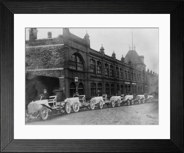 Framed Print : 1906 Ariel cars outside factory. Creator: Unknown Framed Print : 1906 Ariel cars outside factory. Creator: Unknown