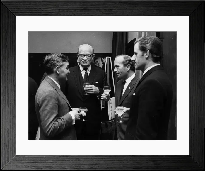 Framed Print : Walter Hayes, Patrick Hennesey, Colin Chapman, Graham Hill. Creator: Unknown Framed Print : Walter Hayes, Patrick Hennesey, Colin Chapman, Graham Hill. Creator: Unknown