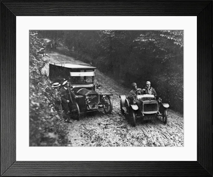 Framed Print : G. W. K passing Napier on very muddy track circa 1915. Creator: Unknown Framed Print : G. W. K passing Napier on very muddy track circa 1915. Creator: Unknown