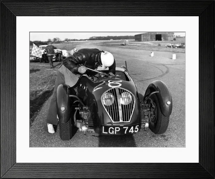 Framed Print : Healey Silverstone, H. Kemp at Snetterton 1953. Creator: Unknown Framed Print : Healey Silverstone, H. Kemp at Snetterton 1953. Creator: Unknown