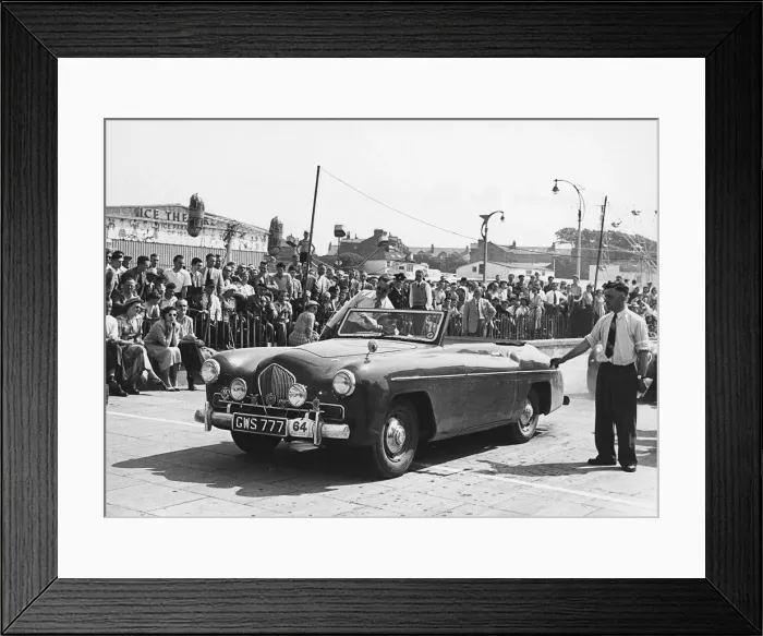 Framed Print : 1949 Healey 2. 4 Sportmobile drophead coupe, Morecambe rally 1952. Creator: Unknown Framed Print : 1949 Healey 2. 4 Sportmobile drophead coupe, Morecambe rally 1952. Creator: Unknown