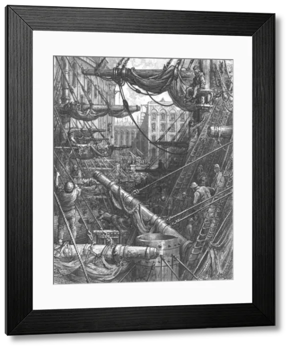 Framed Print : Inside the Docks, 1872. Creator: Gustave Doré Framed Print : Inside the Docks, 1872. Creator: Gustave Doré