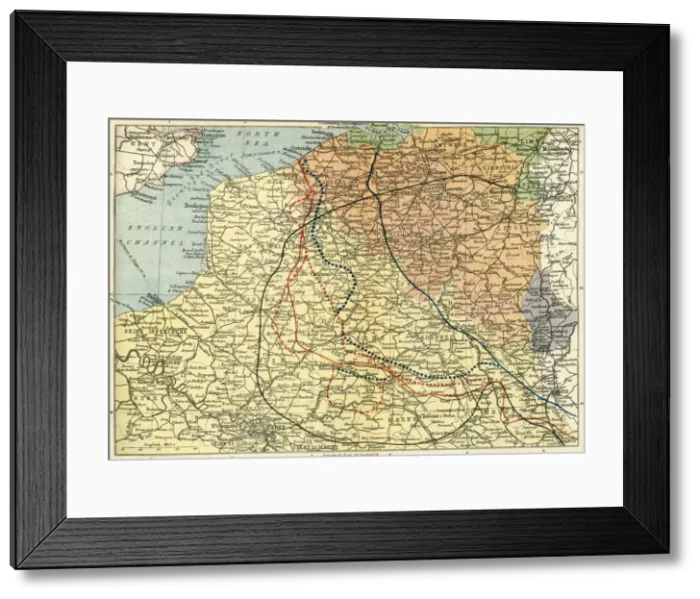 Framed Print : The Theatre of War on the Western Front, (c1920). Creator: Unknown Framed Print : The Theatre of War on the Western Front, (c1920). Creator: Unknown