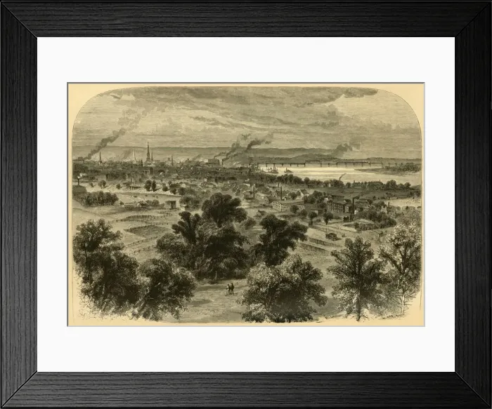 Framed Print : Louisville, from the Blind Asylum, 1874. Creator: Nathaniel Orr Framed Print : Louisville, from the Blind Asylum, 1874. Creator: Nathaniel Orr