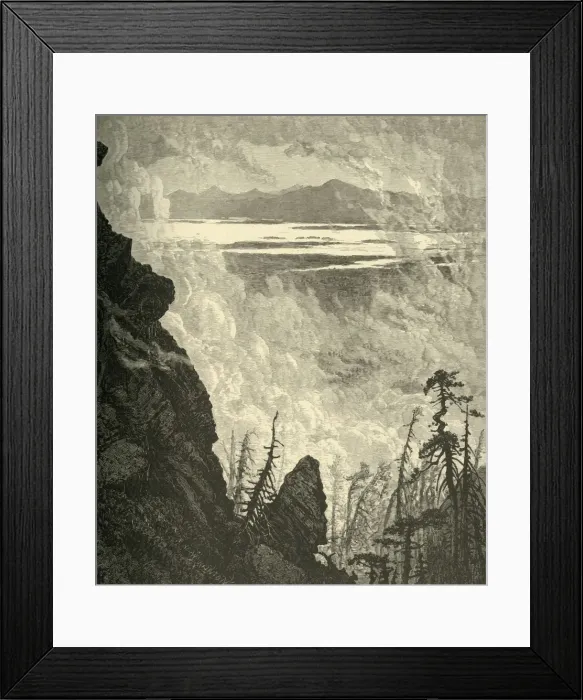 Framed Print : Glimpse of Lake Champlain, from Summit, 1874. Creator: W. J. Linton Framed Print : Glimpse of Lake Champlain, from Summit, 1874. Creator: W. J. Linton