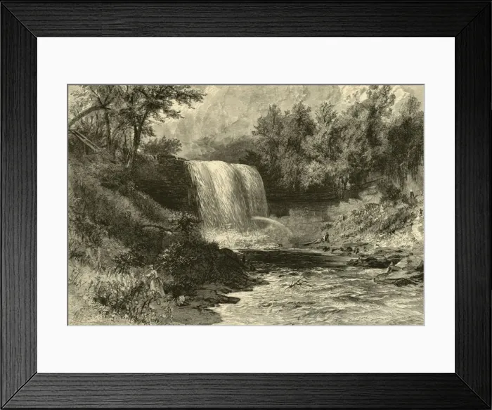 Framed Print : Falls of Minnehaha, 1874. Creator: Alfred Waud Framed Print : Falls of Minnehaha, 1874. Creator: Alfred Waud