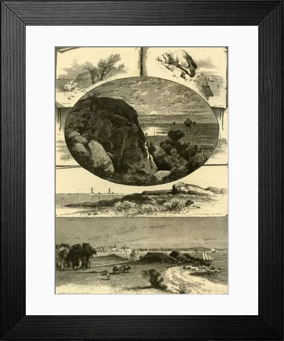 Framed Print : Gloucester and Rockport, 1874. Creator: John J. Harley Framed Print : Gloucester and Rockport, 1874. Creator: John J. Harley