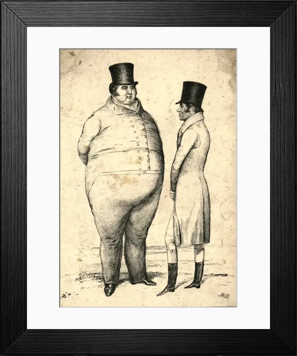Framed Print : Two Personages of Great Weight on the Turf. Query_Which is the weightier ?, 1829 Framed Print : Two Personages of Great Weight on the Turf. Query_Which is the weightier ?, 1829
