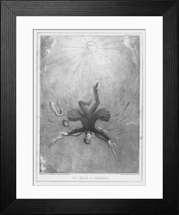 Framed Print : The Fall of Icarus, 1834. Creator: John Doyle Framed Print : The Fall of Icarus, 1834. Creator: John Doyle