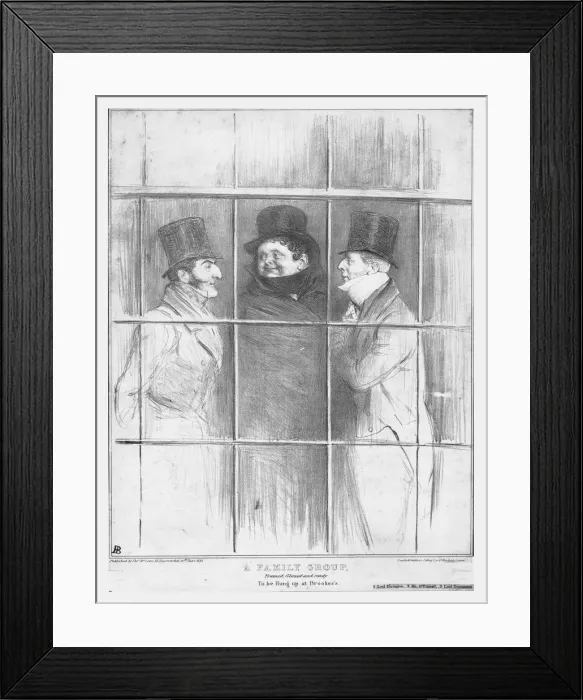Framed Print : A Family Group, framed, glazed and ready to be hung up at Brookes s, 1835. Creator: John Doyle Framed Print : A Family Group, framed, glazed and ready to be hung up at Brookes s, 1835. Creator: John Doyle