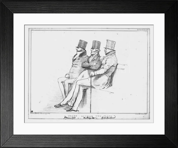 Framed Print : A Sharp between Two Flats, Gloucester-Wellington-Cumberland, 1833. Creator: John Doyle Framed Print : A Sharp between Two Flats, Gloucester-Wellington-Cumberland, 1833. Creator: John Doyle