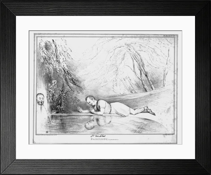Framed Print : Narcissus (by particular desire. ), 1833. Creator: John Doyle Framed Print : Narcissus (by particular desire. ), 1833. Creator: John Doyle