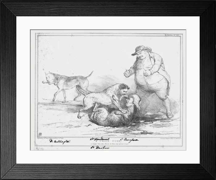 Framed Print : Trios Dogs, A Graphic Tale, with a Moral, for those who can find it out!, 1834. Creator Framed Print : Trios Dogs, A Graphic Tale, with a Moral, for those who can find it out!, 1834. Creator