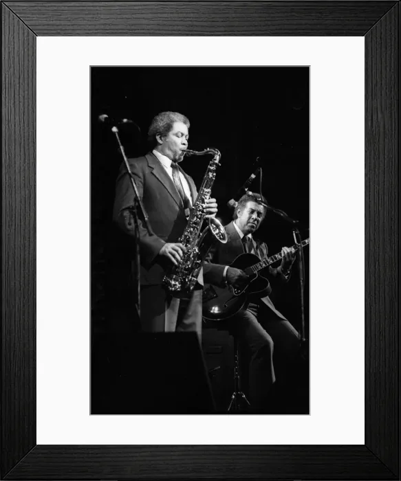 Framed Print : Frank Foster and Kenny Burrell, Dominion Theatre, London, Nov 1985. Creator: Brian O Connor Framed Print : Frank Foster and Kenny Burrell, Dominion Theatre, London, Nov 1985. Creator: Brian O Connor