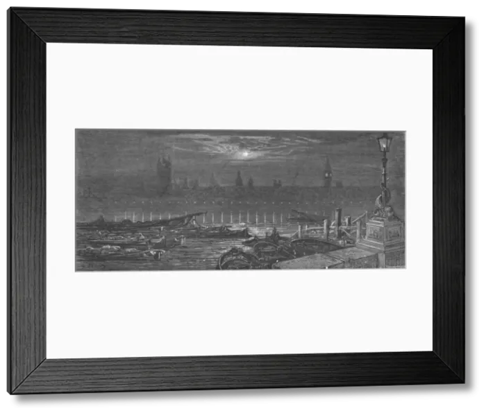Framed Print : The Houses of Parliament at Night, 1872. Creator: Gustave Doré Framed Print : The Houses of Parliament at Night, 1872. Creator: Gustave Doré