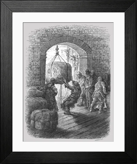 Framed Print : Porters at Work, 1872. Creator: Gustave Doré