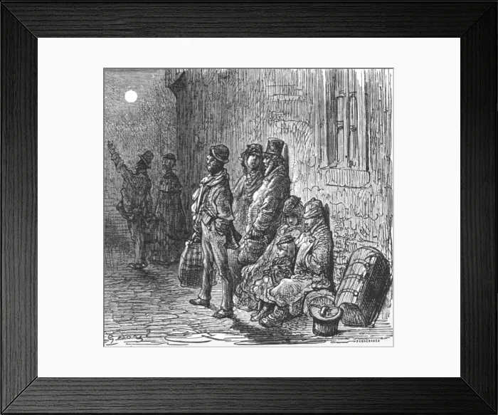 Framed Print : Provincials in Search of Lodgings, 1872. Creator: Gustave Doré Framed Print : Provincials in Search of Lodgings, 1872. Creator: Gustave Doré