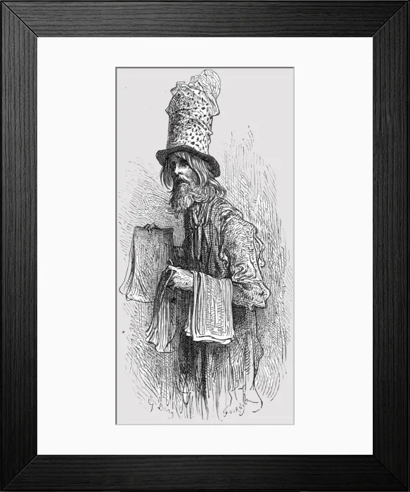 Framed Print : The Fly Paper Merchant, 1872. Creator: Gustave Doré Framed Print : The Fly Paper Merchant, 1872. Creator: Gustave Doré