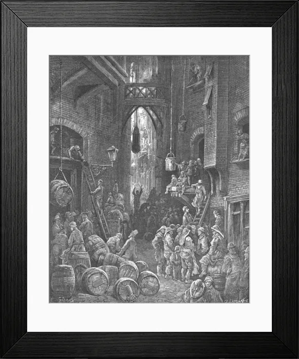 Framed Print : A River Side Street, 1872. Creator: Gustave Doré Framed Print : A River Side Street, 1872. Creator: Gustave Doré