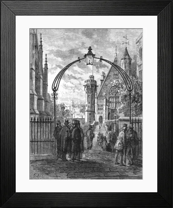 Framed Print : Deans Yard, Westminster, 1872. Creator: Gustave Doré Framed Print : Deans Yard, Westminster, 1872. Creator: Gustave Doré
