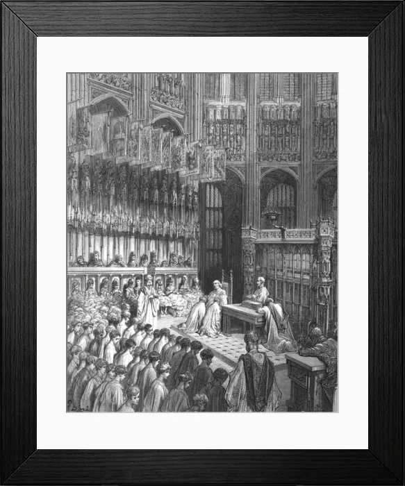 Framed Print : Westminster Abbey - Confirmation of Westminster Boys, 1872. Creator: Gustave Doré Framed Print : Westminster Abbey - Confirmation of Westminster Boys, 1872. Creator: Gustave Doré