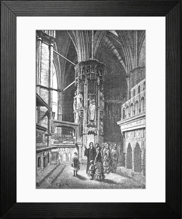 Framed Print : Westminster - The Round of the Abbey, 1872. Creator: Gustave Doré Framed Print : Westminster - The Round of the Abbey, 1872. Creator: Gustave Doré