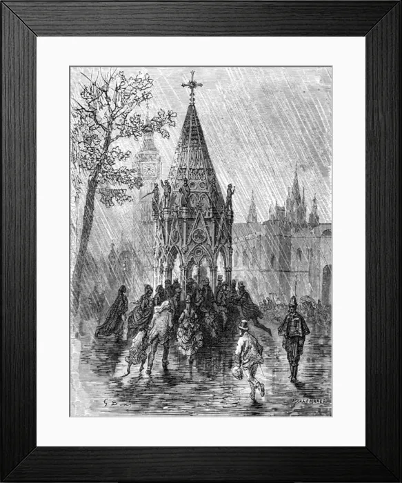 Framed Print : The Fountain - Broad Sanctuary, 1872. Creator: Gustave Doré Framed Print : The Fountain - Broad Sanctuary, 1872. Creator: Gustave Doré
