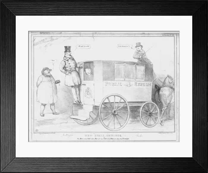 Framed Print : New State Omnibus, or the Man wot is Cad... 1834. Creator: John Doyle Framed Print : New State Omnibus, or the Man wot is Cad... 1834. Creator: John Doyle
