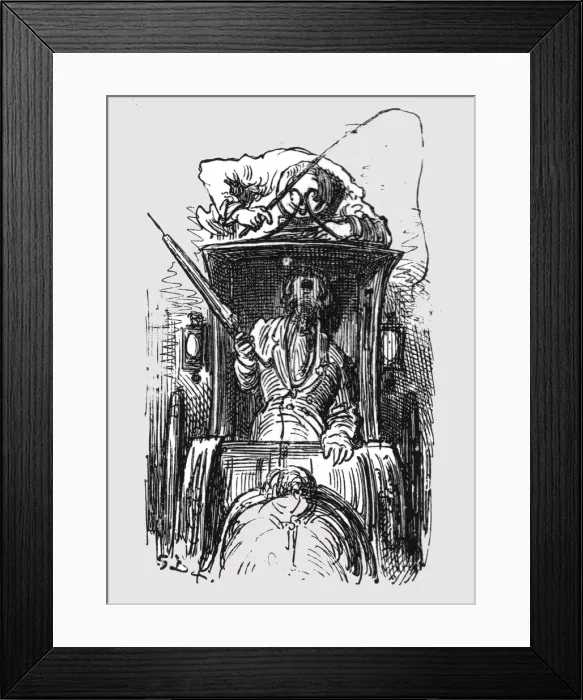 Framed Print : Hansom Cab, 1872. Creator: Gustave Doré Framed Print : Hansom Cab, 1872. Creator: Gustave Doré