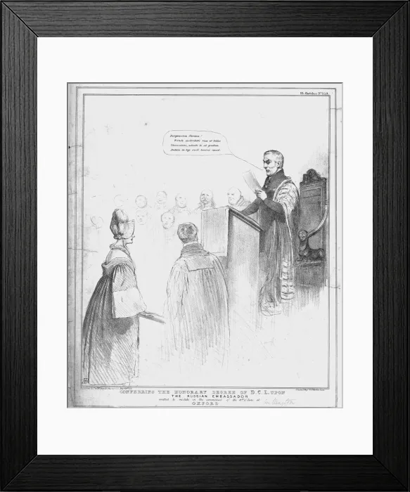Framed Print : Conferring the Honorary Degree of D. C. L. Upon The Russian Embassador, 1834. Creator: John Doyle Framed Print : Conferring the Honorary Degree of D. C. L. Upon The Russian Embassador, 1834. Creator: John Doyle