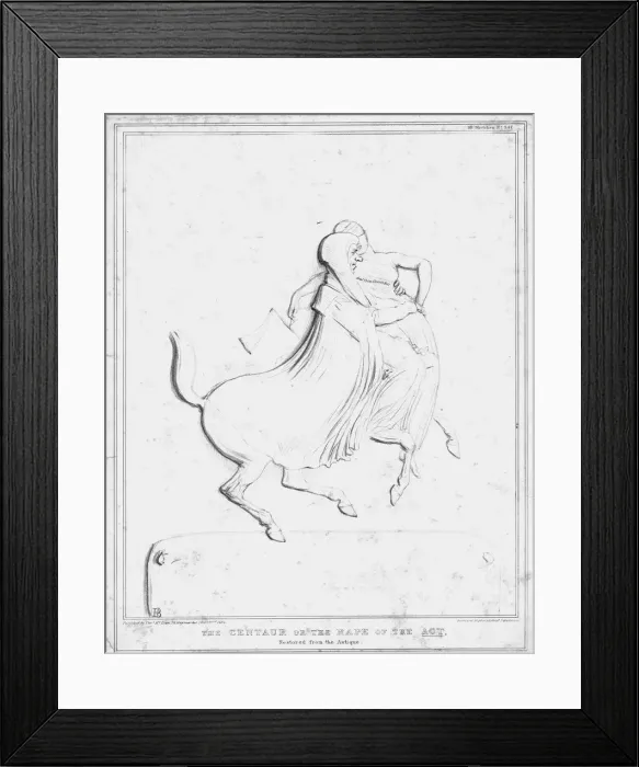 Framed Print : The Centaur or the Rape of the Act, Restored from the Antique, 1834. Creator: John Doyle