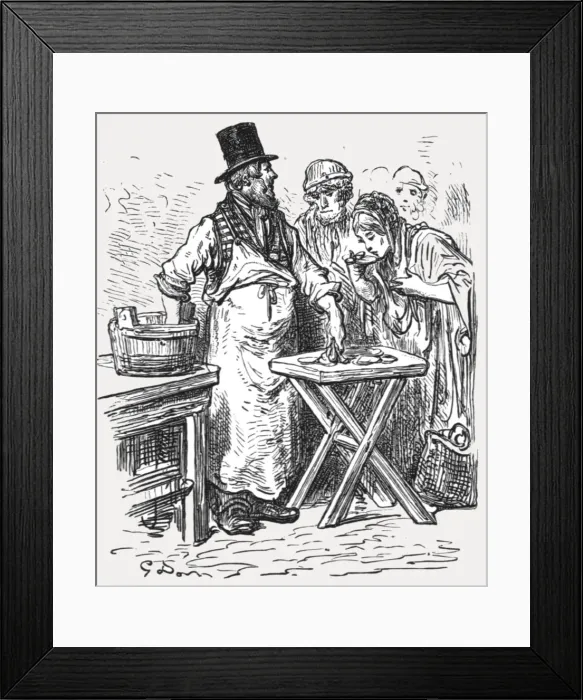 Framed Print : The Oysterman, 1872. Creator: Gustave Doré Framed Print : The Oysterman, 1872. Creator: Gustave Doré