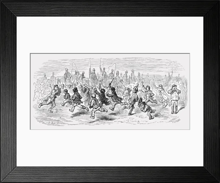 Framed Print : Barnes Common - Calling the Carriages, 1872. Creator: Gustave Doré