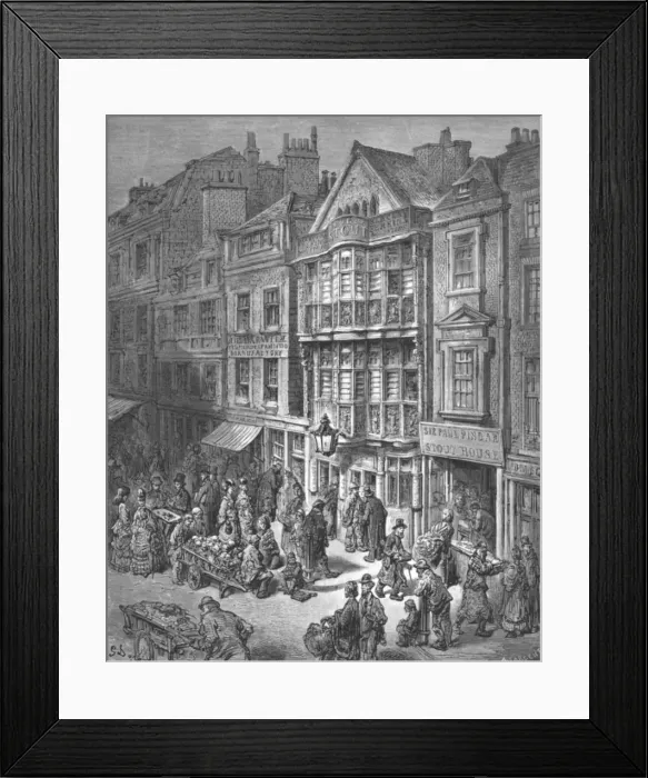 Framed Print : Bishopsgate Street, 1872. Creator: Gustave Doré Framed Print : Bishopsgate Street, 1872. Creator: Gustave Doré