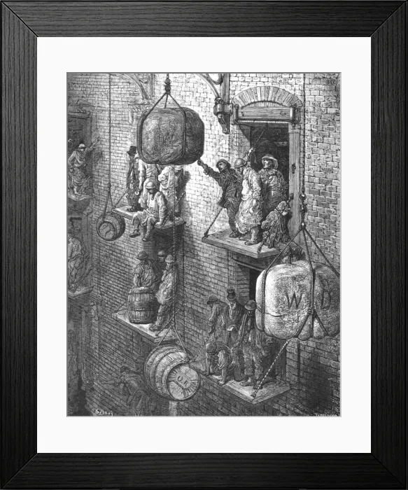 Framed Print : Warehousing in the City, 1872. Creator: Gustave Doré Framed Print : Warehousing in the City, 1872. Creator: Gustave Doré