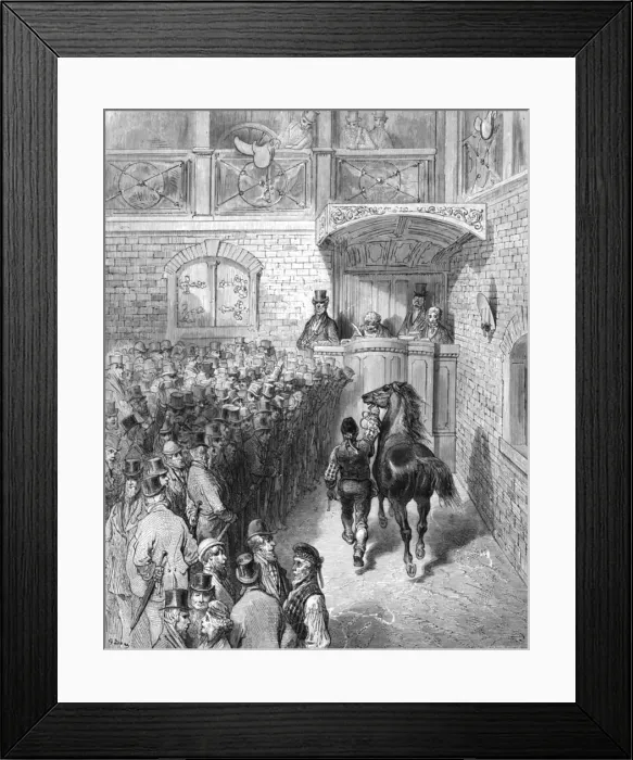 Framed Print : A Sale at Tattersall s, 1872. Creator: Gustave Doré Framed Print : A Sale at Tattersall s, 1872. Creator: Gustave Doré