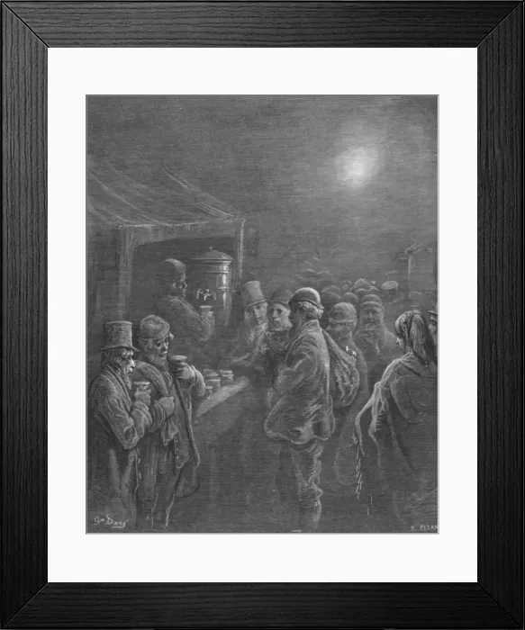 Framed Print : Coffee Stall - Early Morning, 1872. Creator: Gustave Doré Framed Print : Coffee Stall - Early Morning, 1872. Creator: Gustave Doré