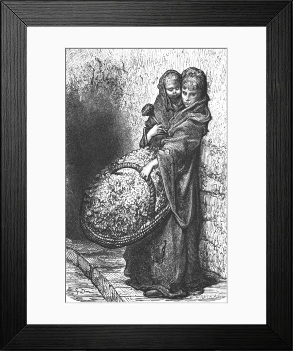 Framed Print : A Flower Girl, 1872. Creator: Gustave Doré Framed Print : A Flower Girl, 1872. Creator: Gustave Doré