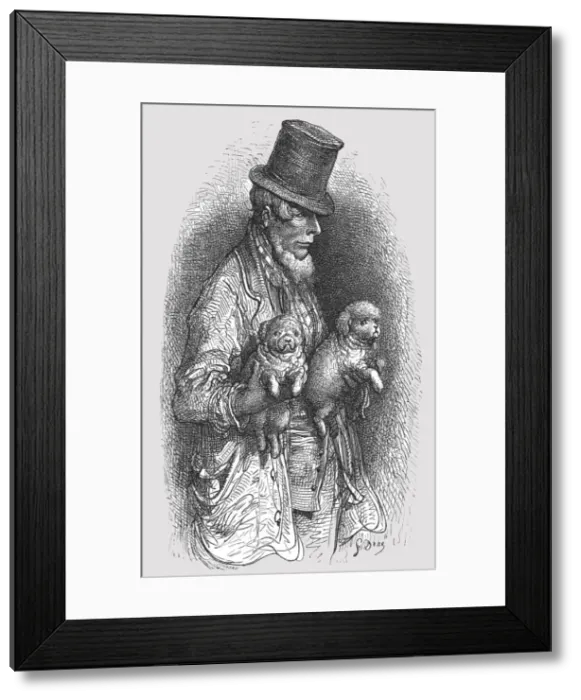 Framed Print : The West End Dog Fancier, 1872. Creator: Gustave Doré Framed Print : The West End Dog Fancier, 1872. Creator: Gustave Doré