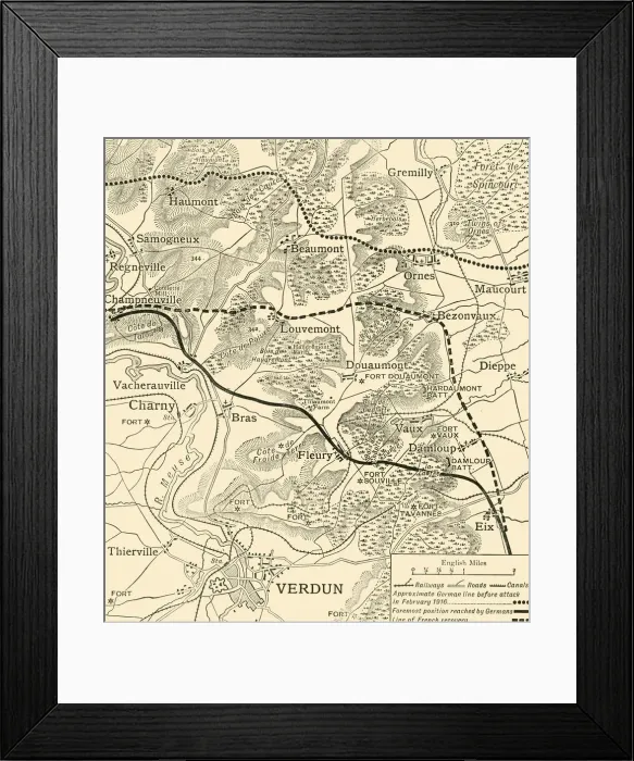 Framed Print : The Mort Homme Area and the Defences on the West Side of the Meuse, 1916, (c1920) Framed Print : The Mort Homme Area and the Defences on the West Side of the Meuse, 1916, (c1920)