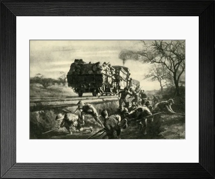 Framed Print : Railway Warfare in East Africa, First World War, 1914-1918, (c1920). Creator: Unknown Framed Print : Railway Warfare in East Africa, First World War, 1914-1918, (c1920). Creator: Unknown