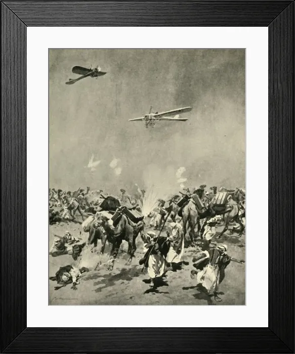 Framed Print : Ships of the Air versus Ships of the Desert, First World War, (c1920). Creator: Unknown Framed Print : Ships of the Air versus Ships of the Desert, First World War, (c1920). Creator: Unknown