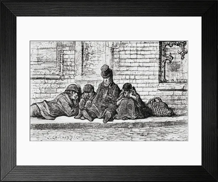 Framed Print : Asleep in the Streets, 1872. Creator: Gustave Doré Framed Print : Asleep in the Streets, 1872. Creator: Gustave Doré